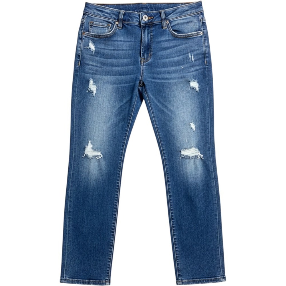 Kancan Distressed Skinny‎ Jeans Blue Side Zip Sharkbite Hem Size 15 31 K12